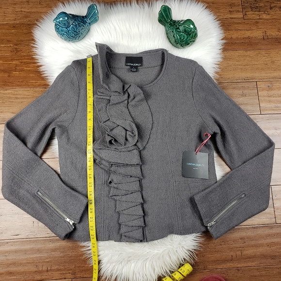 Cynthia Rowley lagenlook ruffle wool jacket size large - Picture 15 of 16
